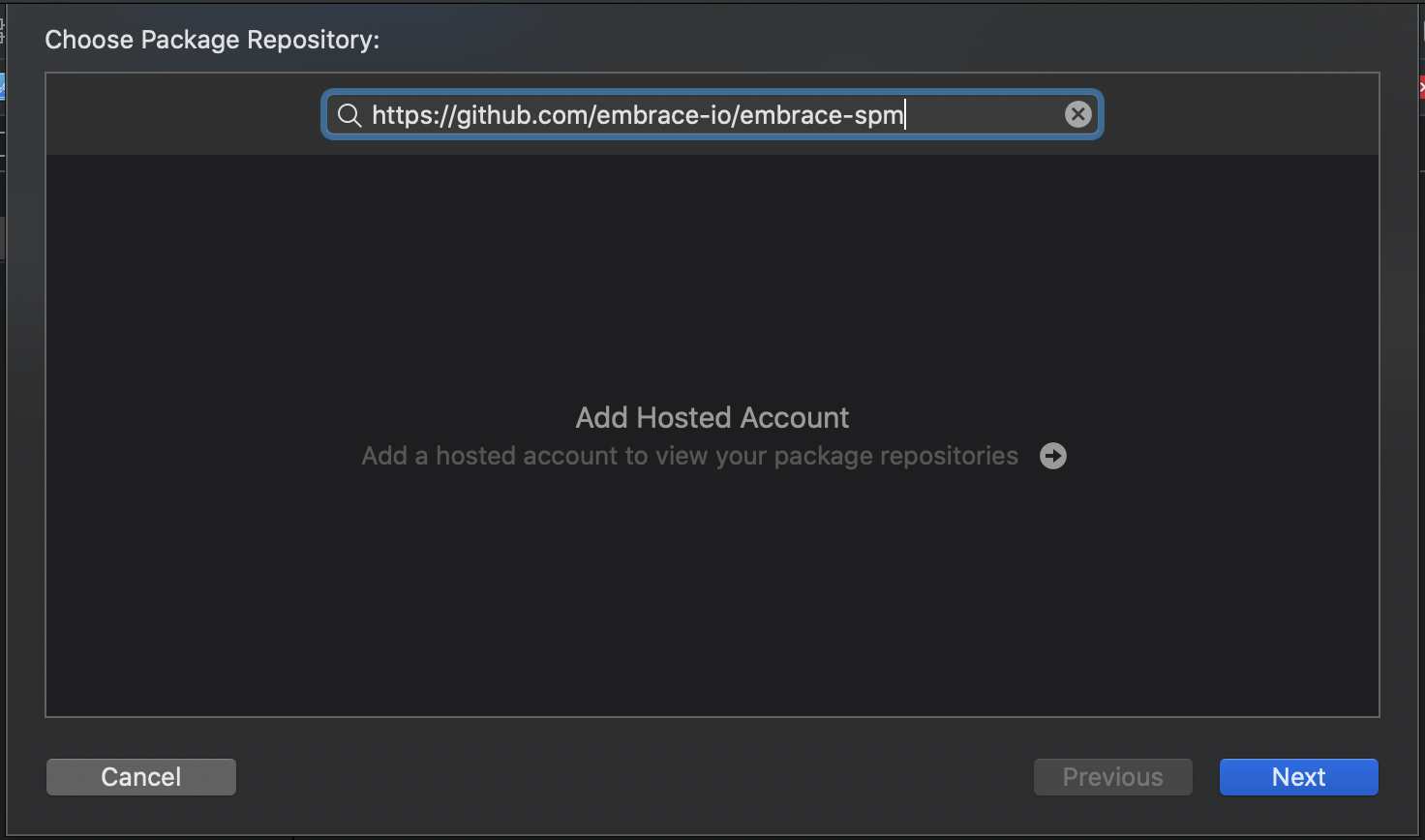 The add repository dialog box