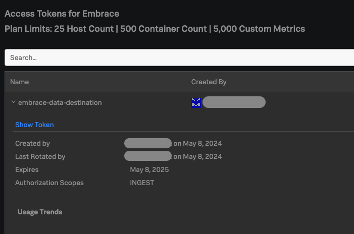 Image showing Access Token modal