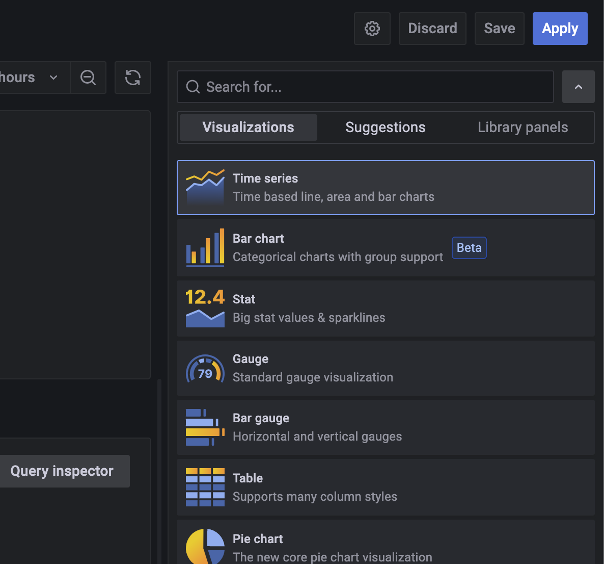 Image showing Grafana timeseries visualization